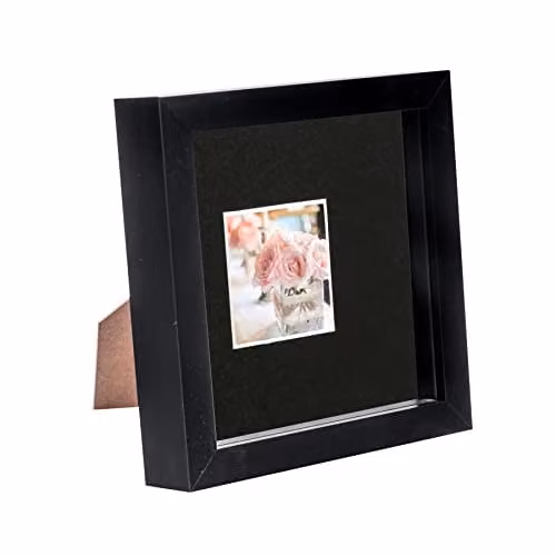 Nicola Spring Square 3D Shadow Box Photo Frame in Black with Glass Aperture – 1