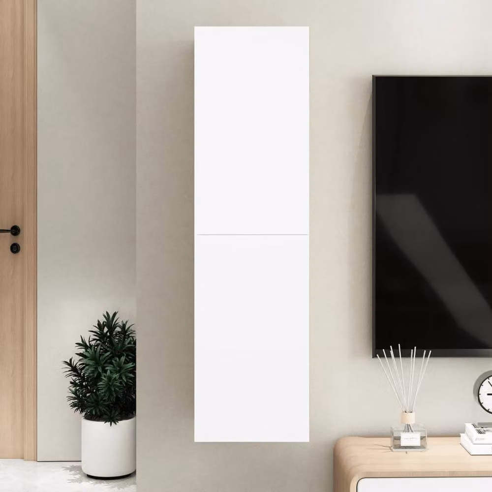 Berkfield Home White Minimalist TV Cabinet, W: 30.5 cm, D: 30.5 cm, H: 110 cm – 2