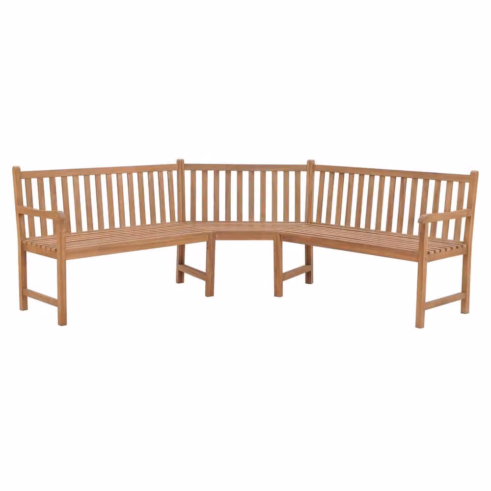 Berkfield Home Durable Garden Corner Bench in Brown Solid Teak Wood, W/D/H: 185 x 185 x 90 cm – 2