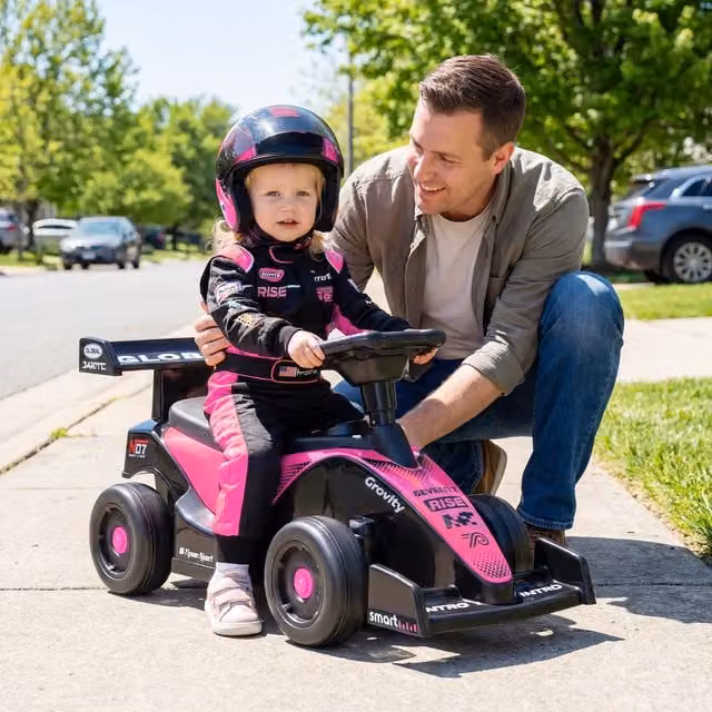 Costway Pink Toddler Ride On Sliding Car with Light and Sound Effects