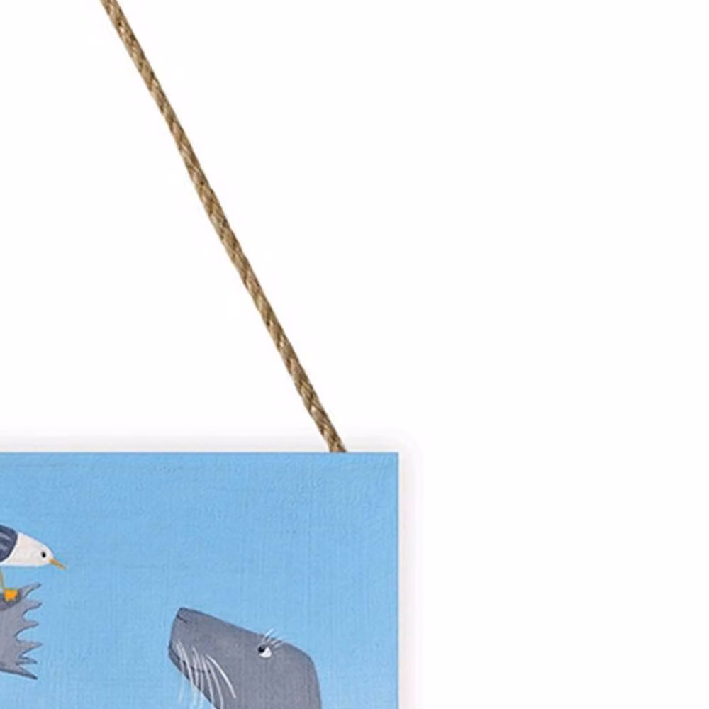 Ailsa Black Born To Fish Wooden Wall Plaque in Mid Blue, W/D/H: 20.0 x 20.0 x 2.7 cm – 2