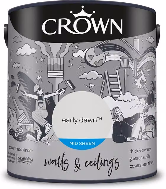 Crown Walls and Ceilings Mid Sheen Emulsion Grey 2.5l