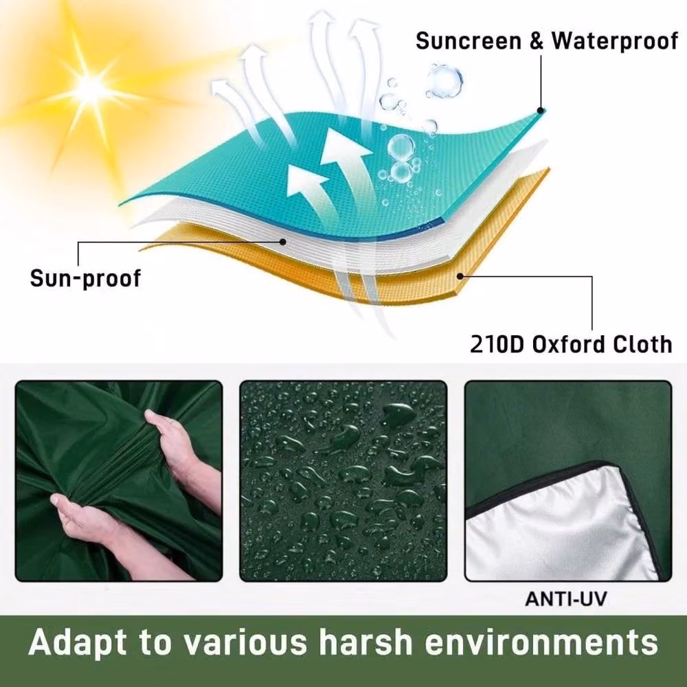 FLAVORA Heavy Duty Waterproof IBC Water Tank Cover in Green, W: 100 cm, D: 15 cm – 2