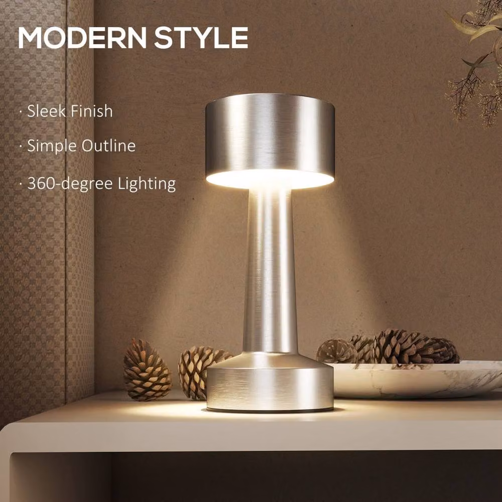 Wyld Haus Dova Cordless Touch LED Table Lamp, Silver, H 21 cm x W 8 cm – 7