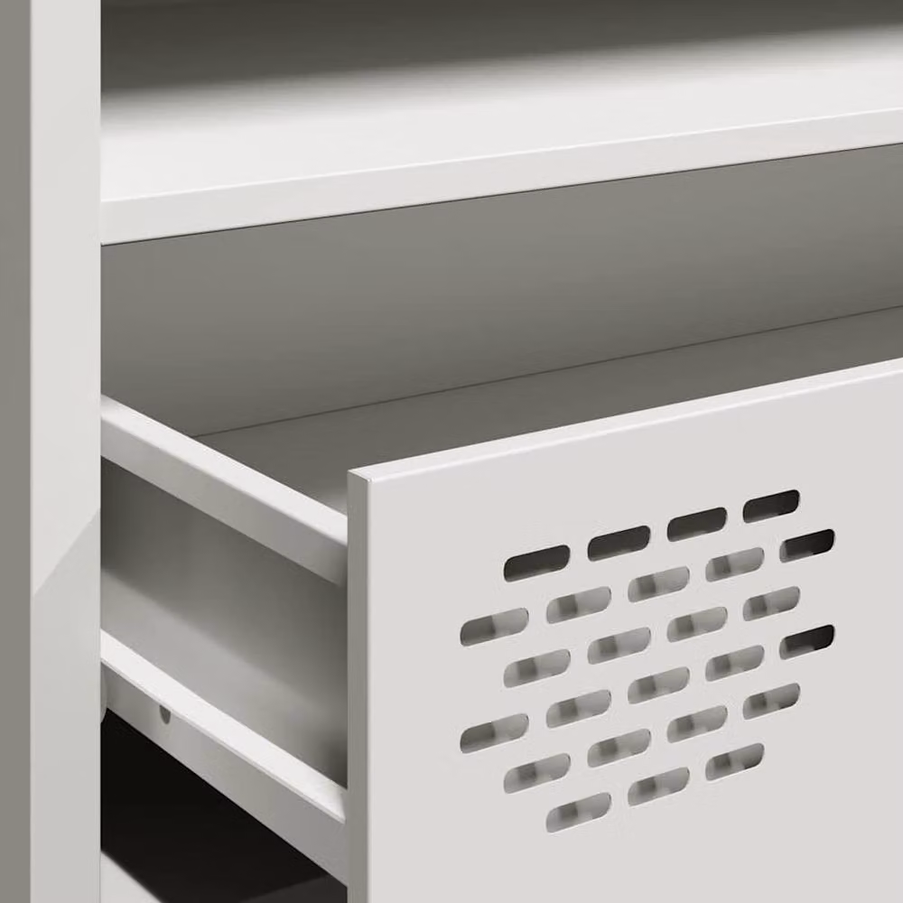 Berkfield Home White Industrial TV Cabinet in Matt Cold-rolled Steel, W: 202 cm, D: 39 cm, H: 43.5 cm – 4
