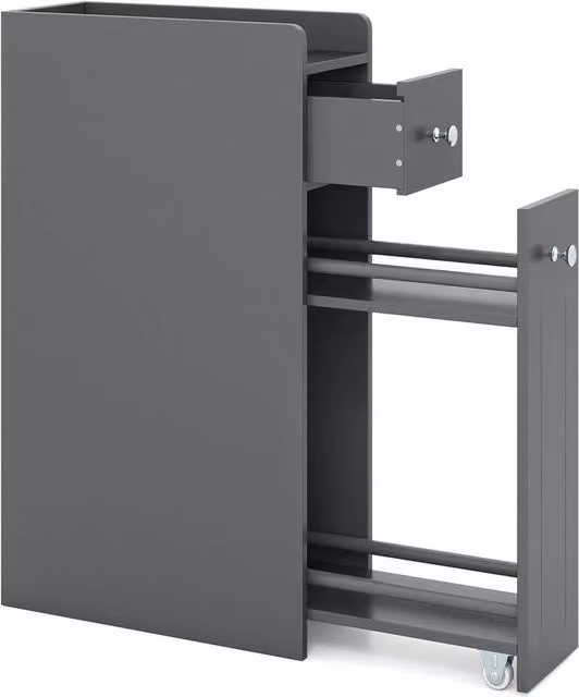 VOGREX Grey 4-Tier Wheeled Bathroom Side Storage Cabinet