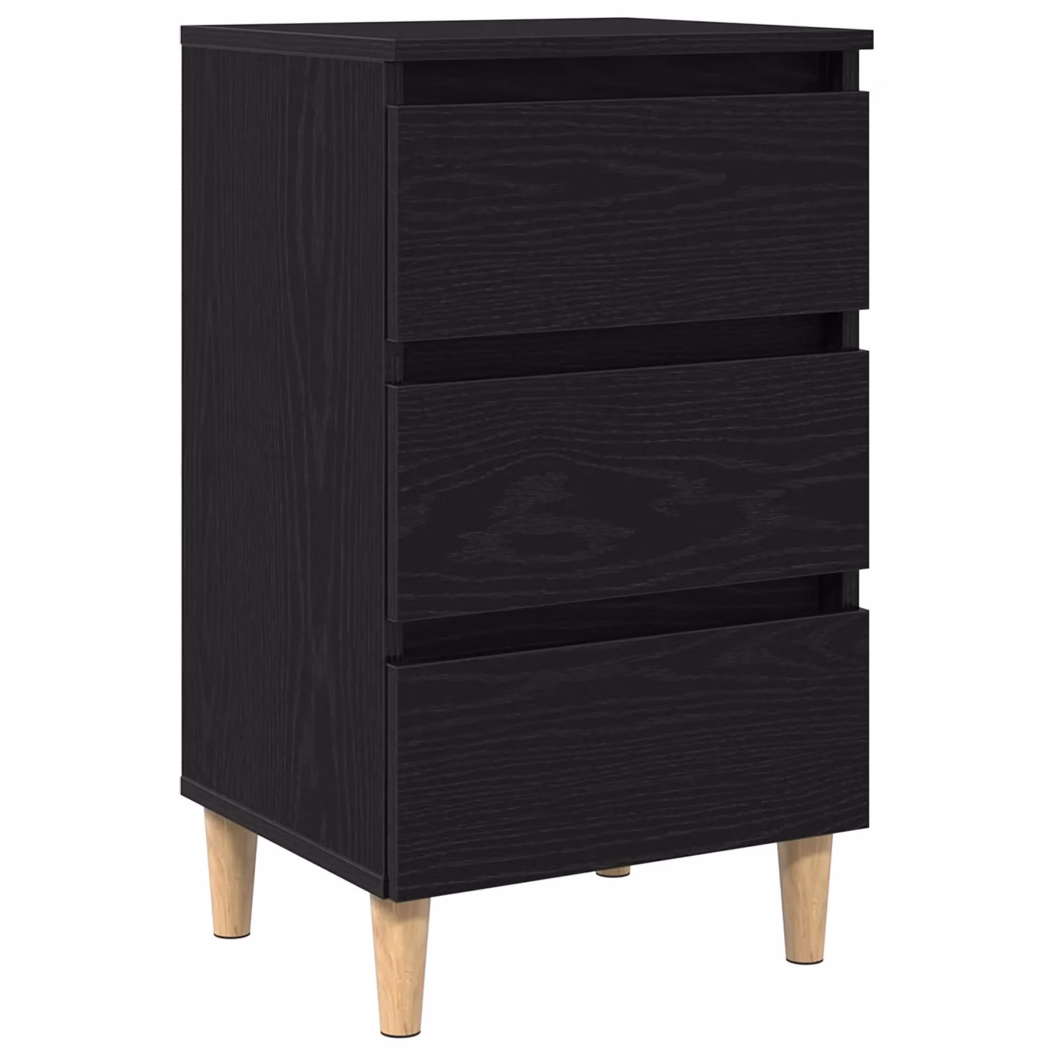 Berkfield Home Black Oak Bedside Cabinet with Wooden Legs, W/D/H: 40 x 35 x 69 cm – 2
