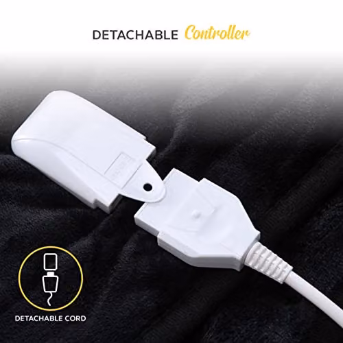 MONHOUSE Black Fleece Heated Electric Throw with 9 Heat Settings and Timer, W/D/H: 130 x 160 cm – 3