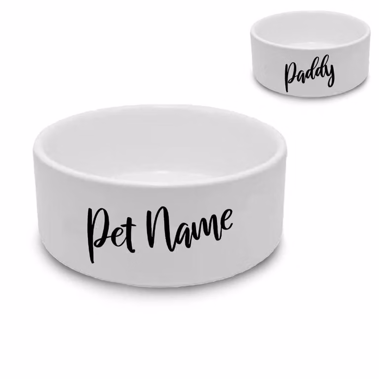 Uniqueful Personalised Ceramic Dog Bowl in White, Diameter: 15 cm