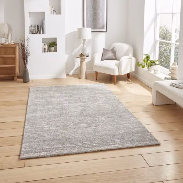 The Rug Shop UK Grey Modern Plain Easy to Clean Rectangular Area Rug W: 200 cm, D: 290 cm