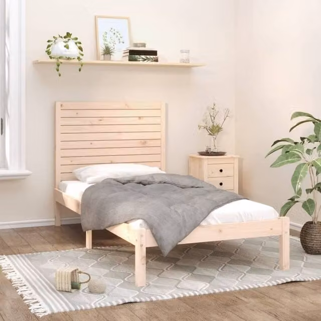 Berkfield Home Rustic Solid Pine Wood Bed Frame, Brown, W: 90 cm, D: 200 cm