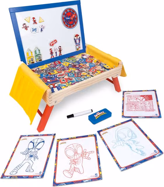 Marvel Spidey Kids Wooden Folding Lap Desk with Whiteboard, Multicolour