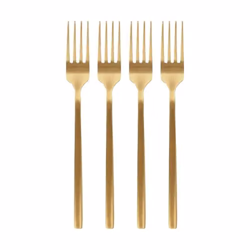 Argon Tableware Gold Coated Stainless Steel Forks, Pack of 4