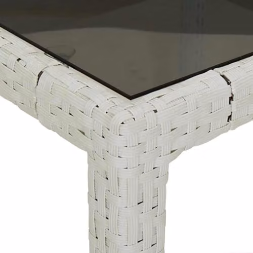 vidaXL Modern Garden Table in White Poly Rattan with Adjustable Feet W/D/H: 100 x 100 x 75 cm – 3