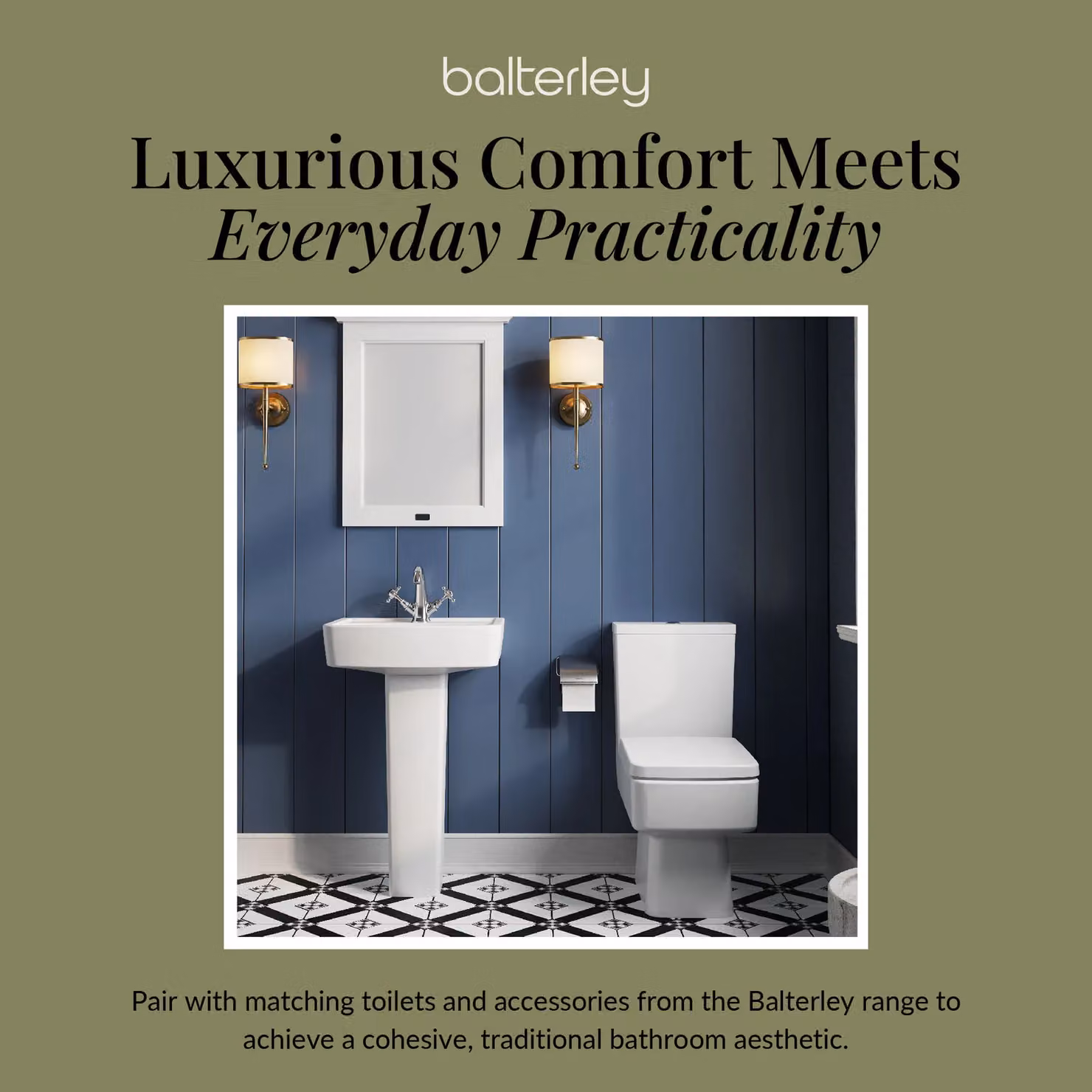 Balterley Optic Square Suite Ceramic Toilet with Soft-Close Seat and 520mm Basin Pedestal in White – 5