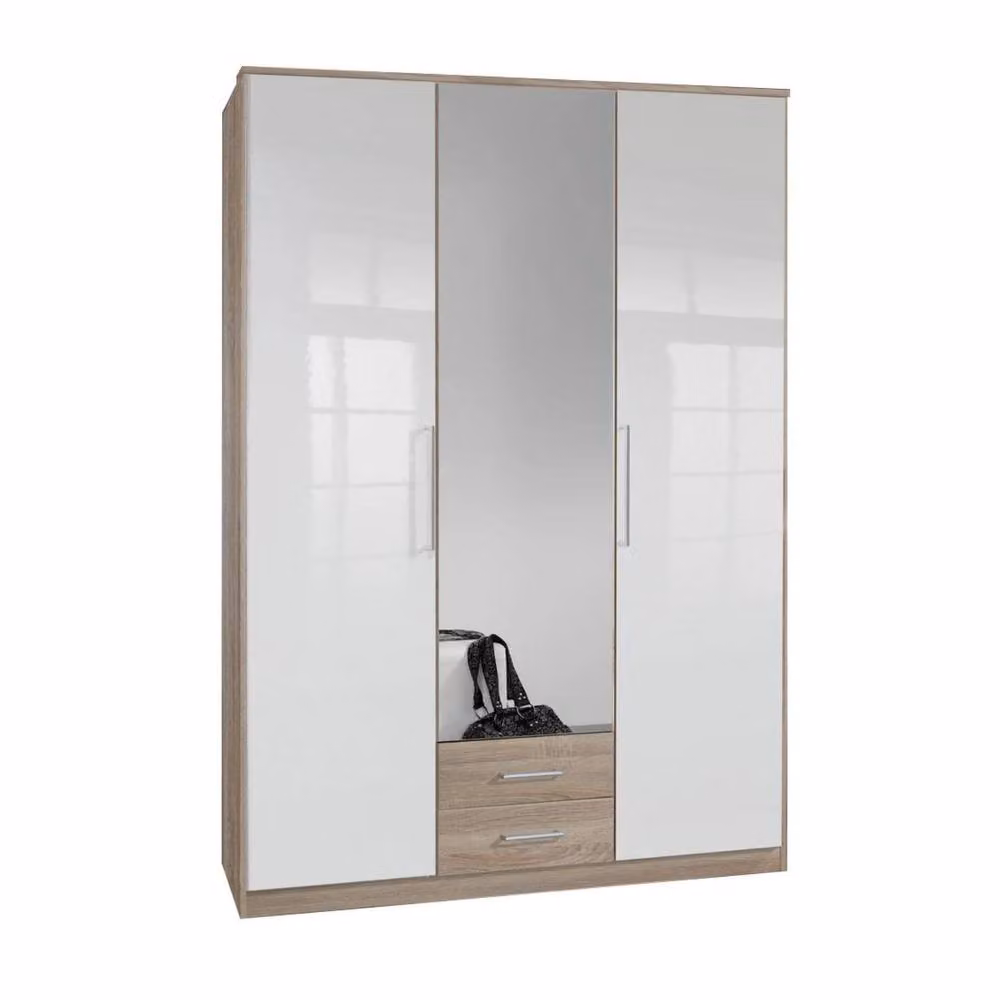 KDMD Gamma Oak and White 3 Door Wardrobe in Brown and White – 2