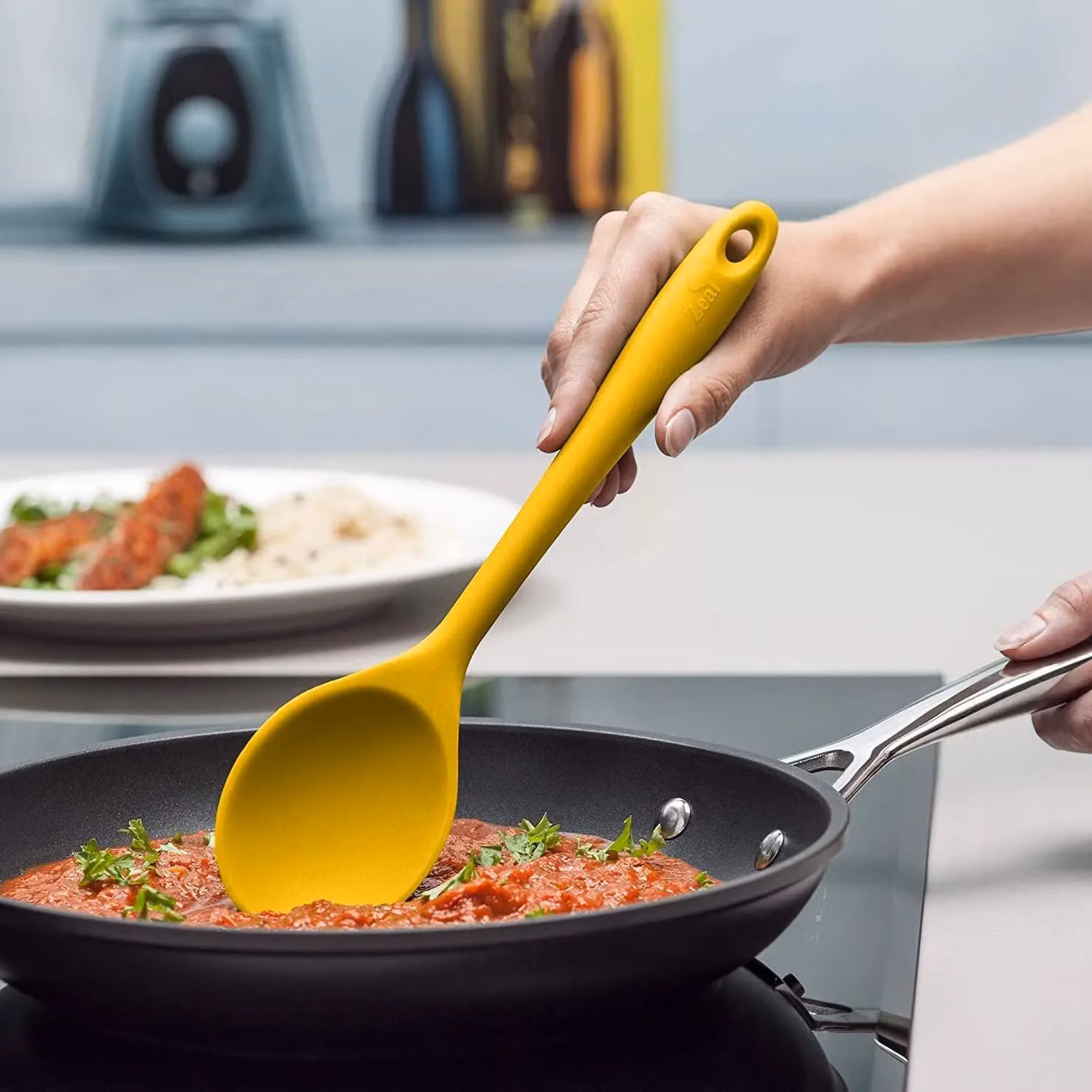Zeal Silicone Non-Stick Cooking Spoon, Heat-Resistant, Yellow, 28 cm – 3