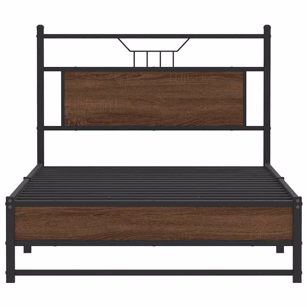 Berkfield Home Brown Oak Bed Frame in Engineered Wood W/D/H: 190 x 100 x 91.5 cm – 4