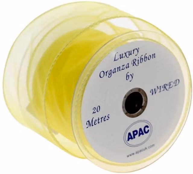 KDMD Yellow Wired Chiffon Ribbon, 2 Pack, Width: 70 mm