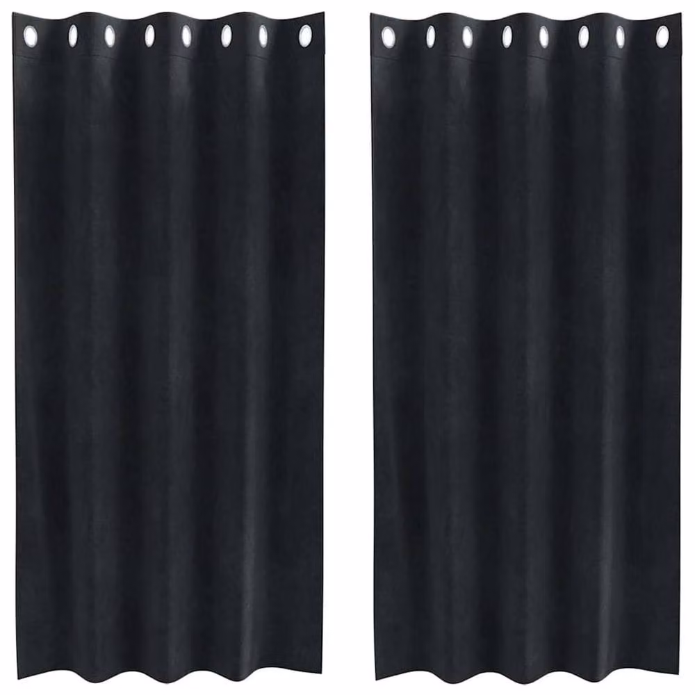 Berkfield Home Modern Blackout Velvet Curtains with Eyelets, 2 Pack, Black – 3