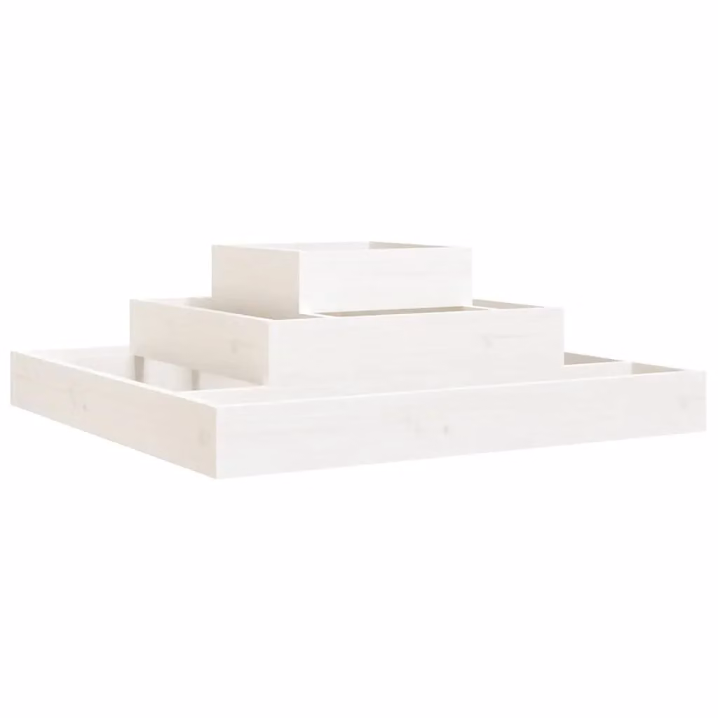 Berkfield Home White Wooden Raised Bed Planter W: 80 cm, D: 80 cm, H: 27 cm – 2