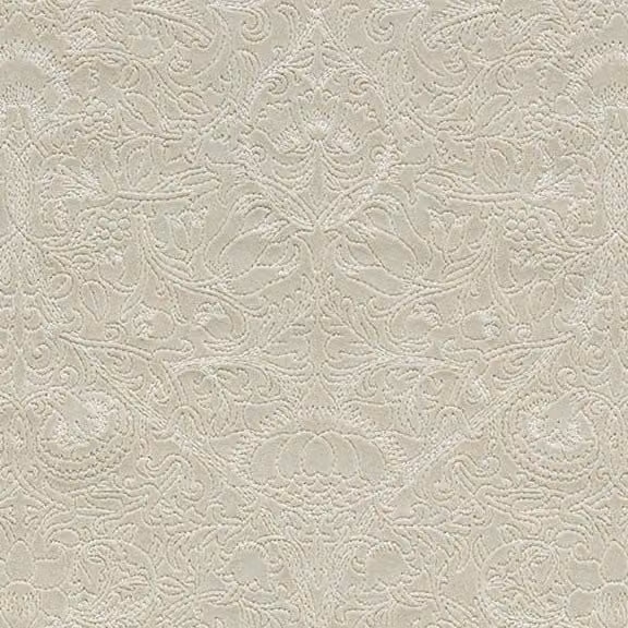 William Morris At Home Lodden Floral Embroidered Velvet Fabric in Chalk White and Beige