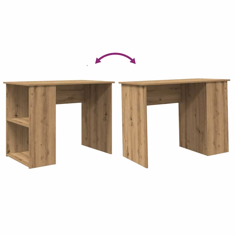 Berkfield Home Artisan Oak Computer Desk in Brown, W/D/H: 100 x 55 x 75 cm – 5