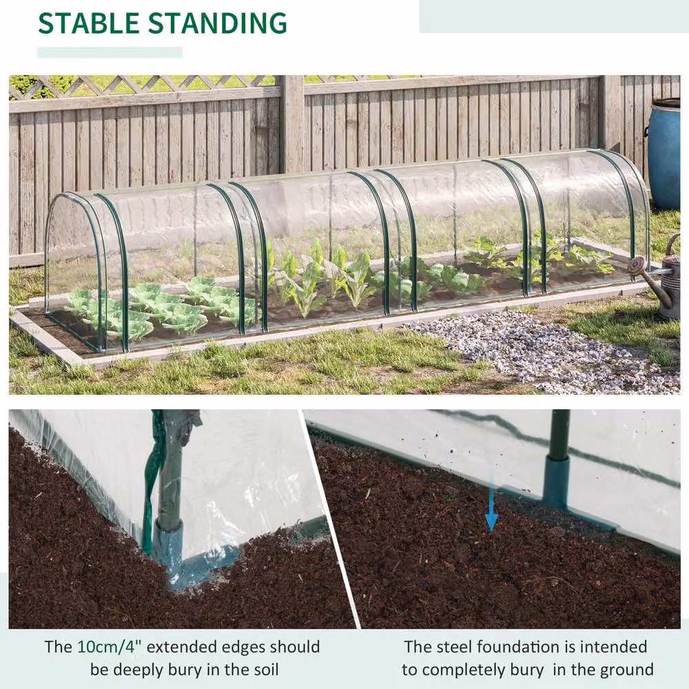 STILVORA Mini Freestanding Greenhouse with Transparent Zipped Roll-Up Doors, W: 100 cm, D: 100 cm, H: 395 cm – 5