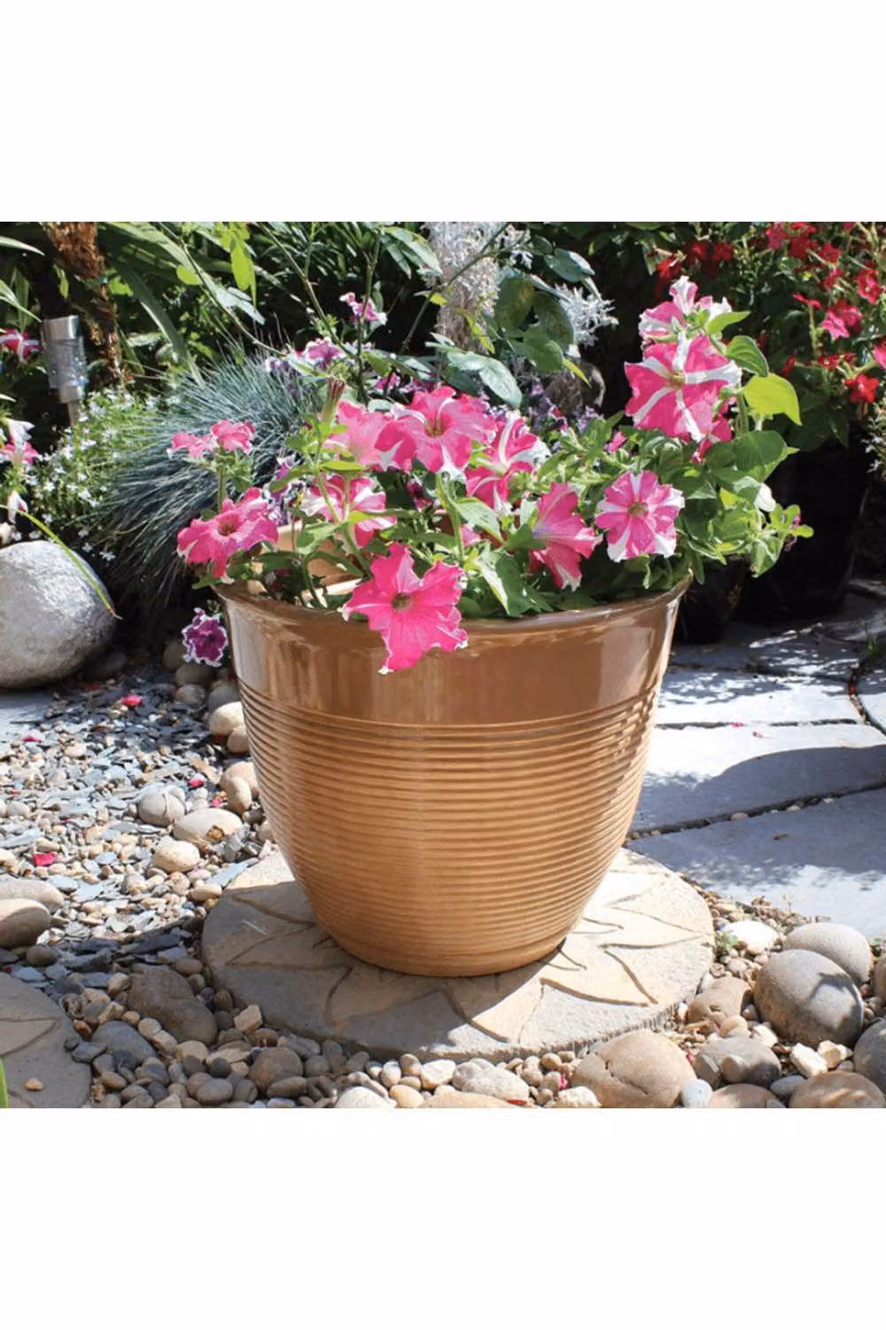 KDMD Glazed Ceramic Effect Planter Pot in Brown, W/D/H: 38.0 x 32.0 cm – 2