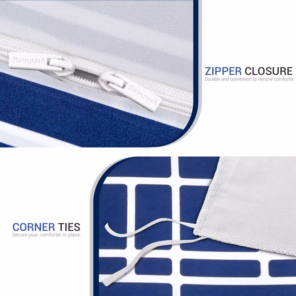 Pamposh Double Brushed Microfibre Duvet Cover Set in Blue with Zipper Closure – 6