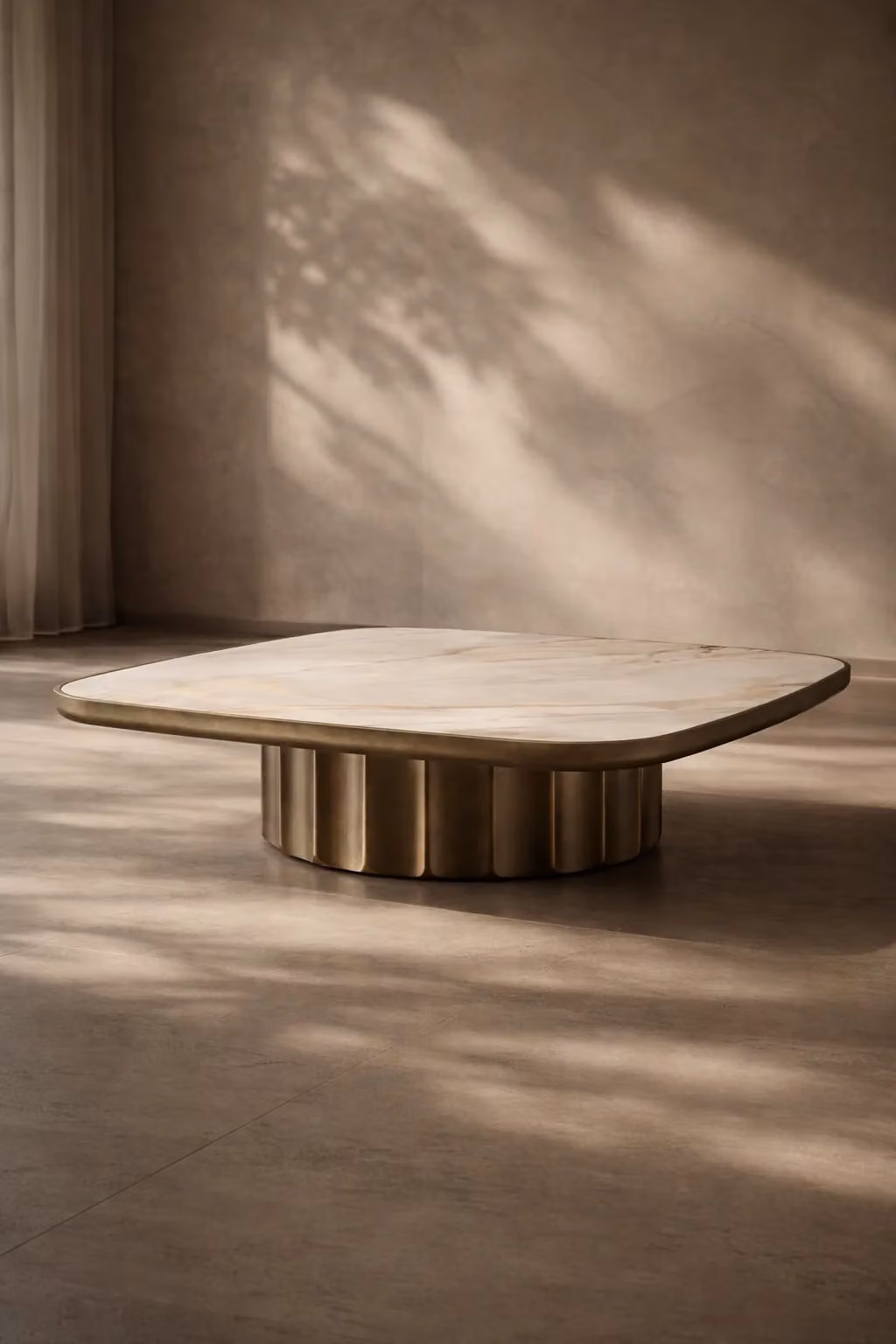 Tommy Franks Genio Square Ceramic Coffee Table in Gold, Bronze and Beige, W: 110 cm, H: 31 cm