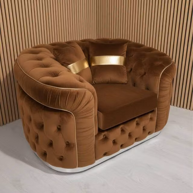 Stratus Interiors Ambassador Chesterfield Sofa in Brown Velvet with Silver Trim