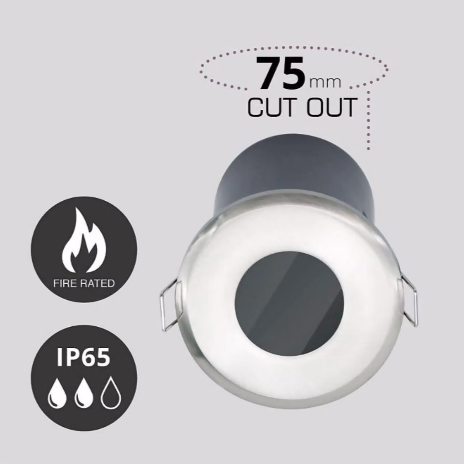 First Choice Lighting Set of 20 Fire Rated IP65 Recessed Bathroom Downlights, Brushed Silver Stainless Steel, GU10, Dimmable – 2