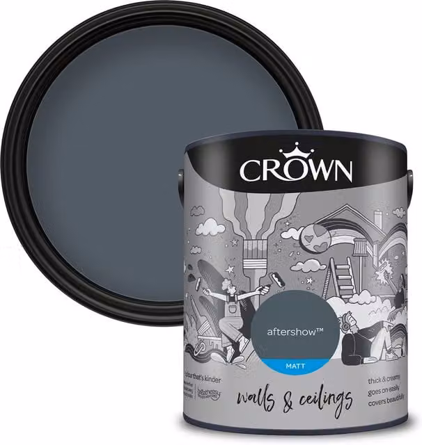 Crown Aftershow Matt Emulsion Paint, Grey, 5 l