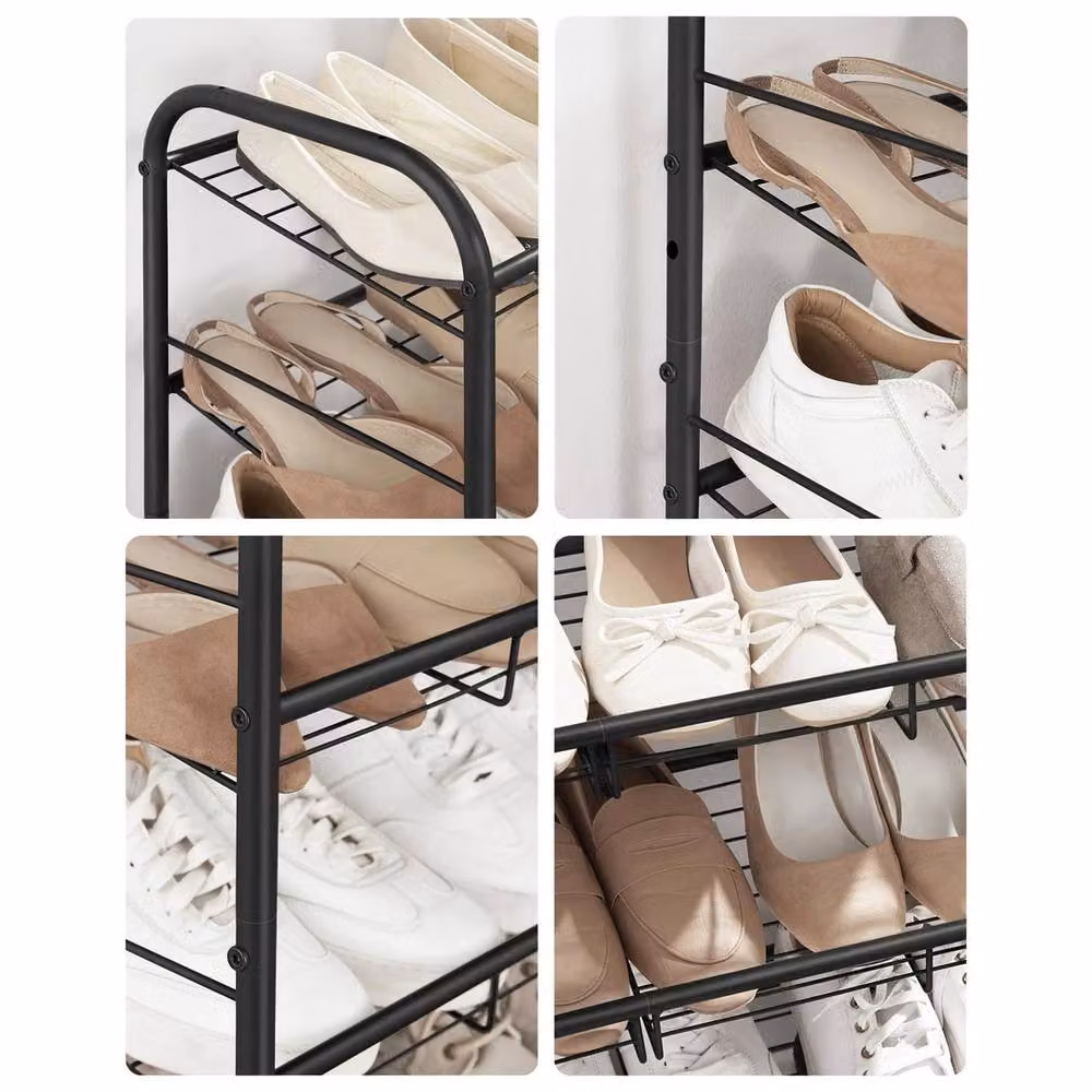 FORGEVIO Black 4-Tier Stackable Metal Shoe Rack, Height: 65 cm – 4
