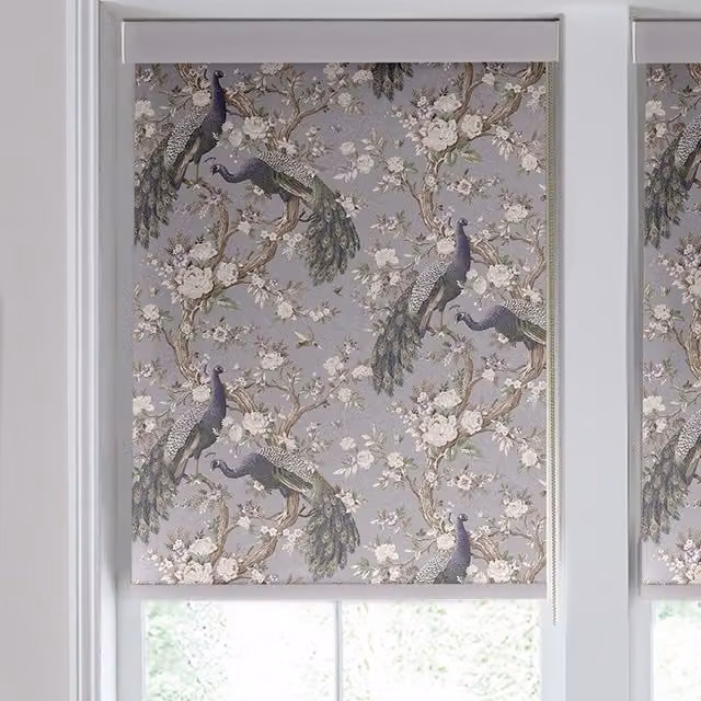 Laura Ashley Belvedere Made to Measure Blackout Roller Blind in Pale Iris Floral Pattern