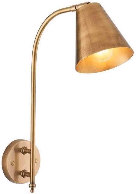 Netlighting Radha Antique Solid Brass Task Wall Lamp in Gold