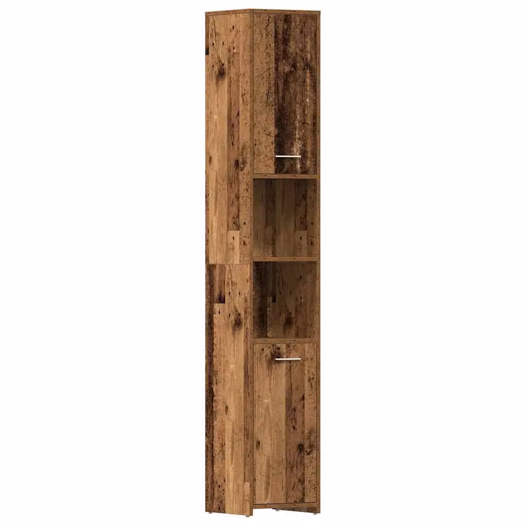 Berkfield Home Wall Mounted Bathroom Cabinet in Old Wood Brown, W/D/H: 30 x 30 x 183.5 cm – 2