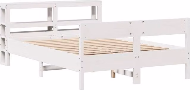 Berkfield Home Decorative Small Double Bed Frame in White Solid Pine Wood, W/D/H: 120 x 200 cm