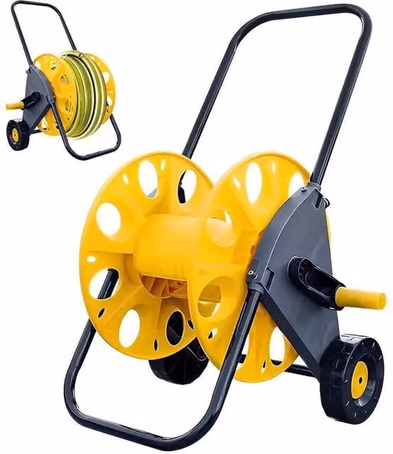 SPETLEK Portable Garden Hose Reel Trolley Cart in Yellow – 1