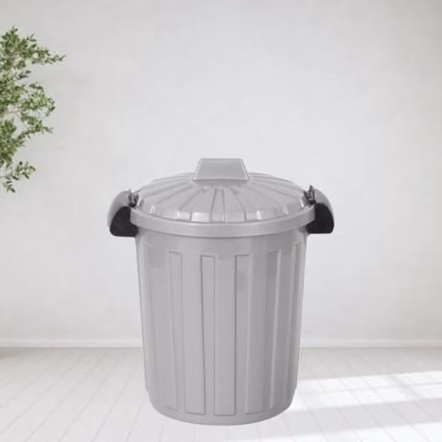 RSW Silver Clip Top Storage Bin with Lid and Handles, 25L, Grey