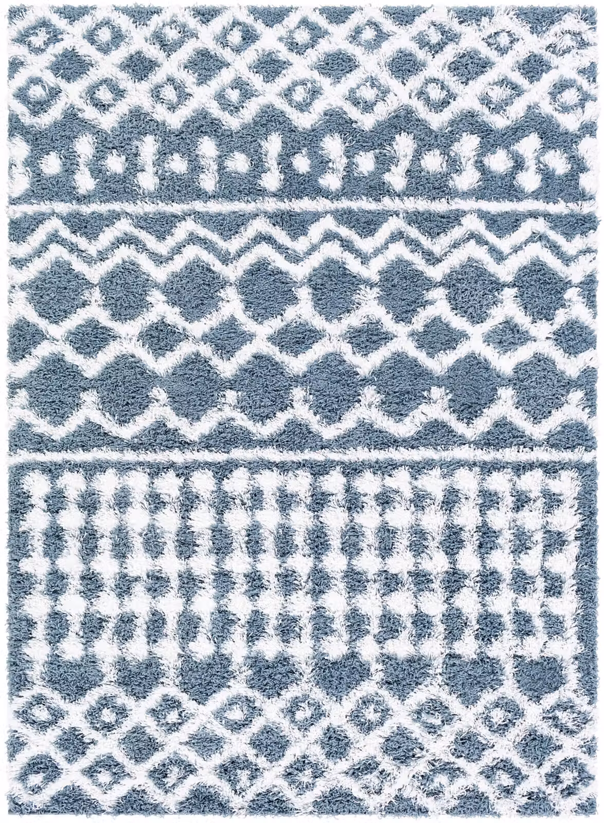 Livabliss Urban Geometric Shag Rug in Beige, Blue, Pink and Grey, W/D/H: 130 x 190 cm – 2