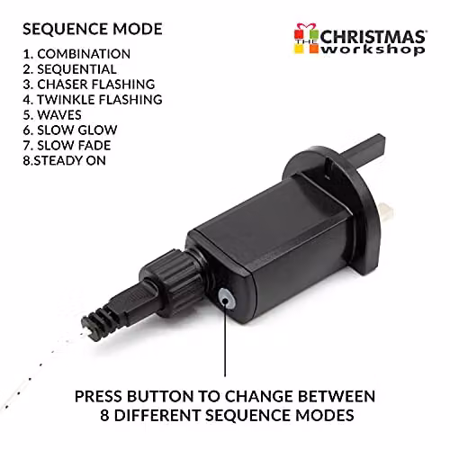 The Christmas Workshop Warm White Icicle LED Christmas Lights, Mains Powered with 8 Functions for Indoor or Outdoor Use, 720 LEDs – 2