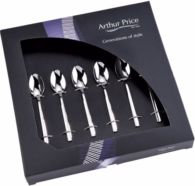 Arthur Price Horizon Polished Stainless Steel 6 Piece Coffee Spoon Set in Silver