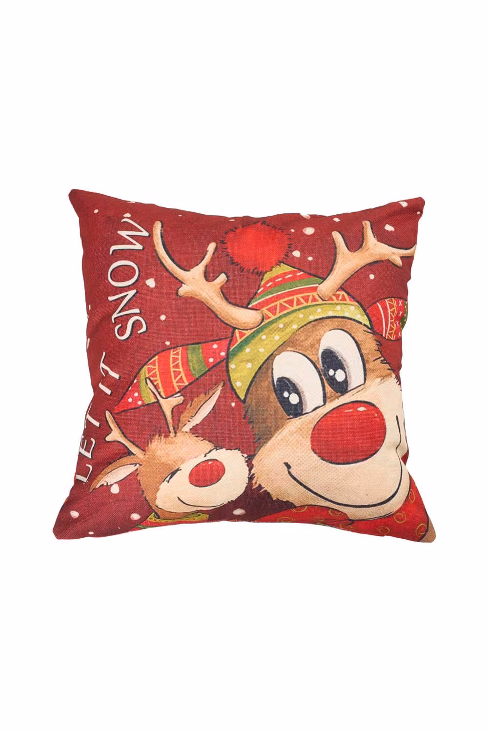 Living and Home Christmas Themed Plush Decorative Pillow Case in Red and Multicolour – 2