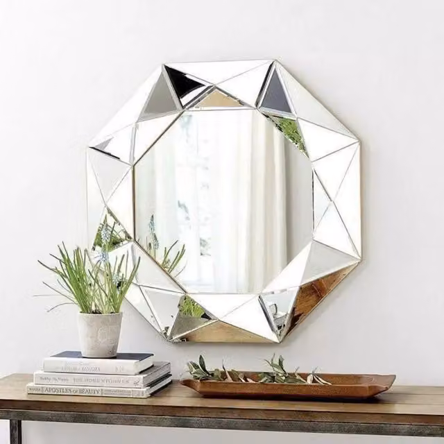 Marco Paul Silver Abstract Design Glass Wall Mirror