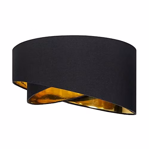MiniSun Modern Black and Gold Double Layer Cylinder Fabric Ceiling Pendant Light Shade, Width: 40 cm – 1