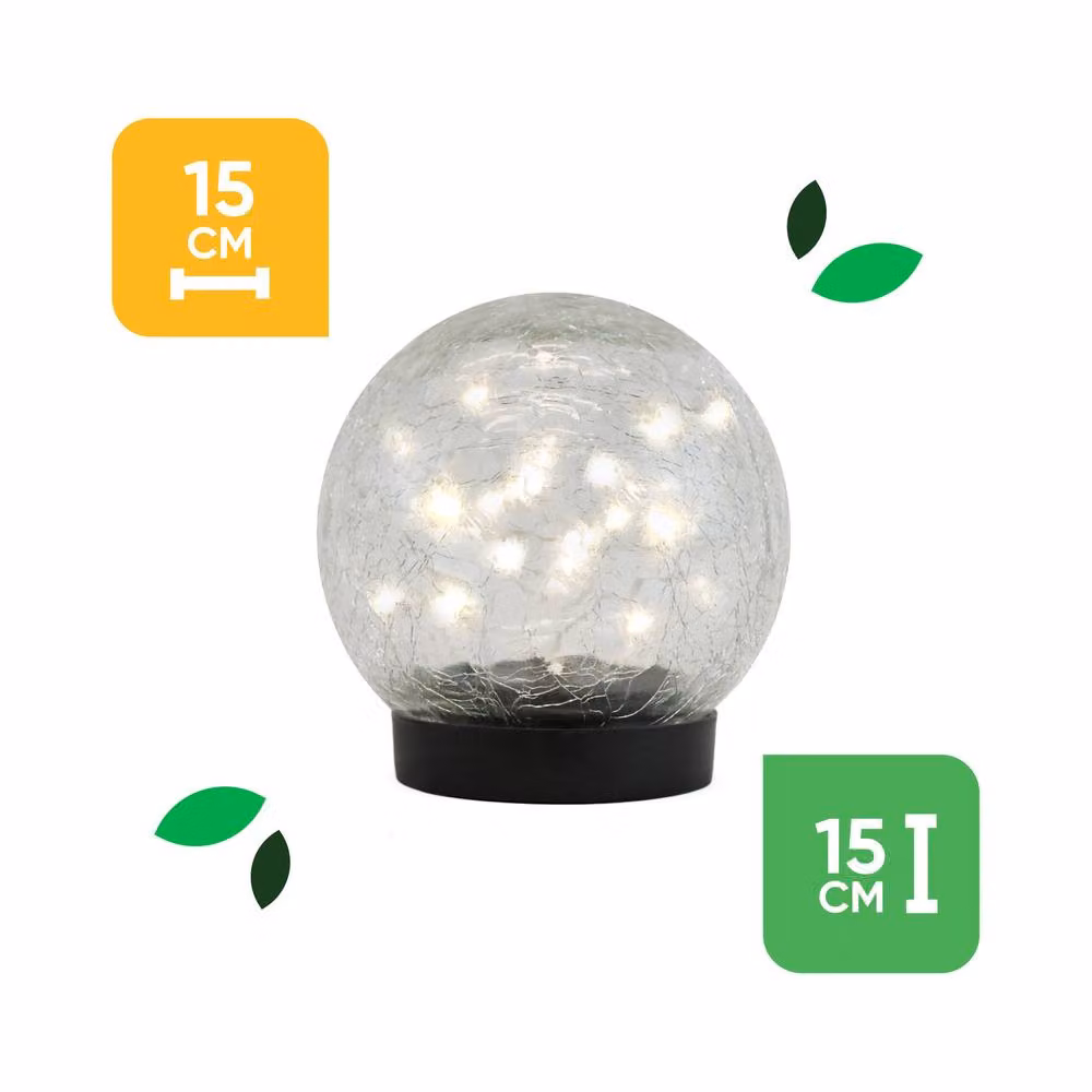 Gardenwize Solar Crackle Glass Ball Outdoor Garden Light, Black, Diameter: 15 cm – 2
