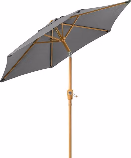 Christow Wood Effect Parasol with Crank Handle in Grey, Diameter: 200 cm