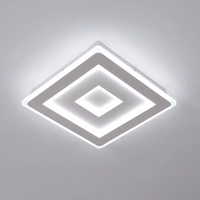 Pheashine White 3-Tier Square LED Ceiling Light, 42W, 6500K Cool White, Diameter: 30 cm